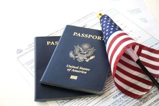 Passport and American Flag - Immigration